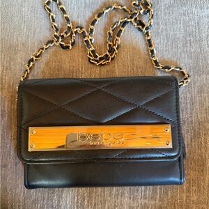 Black Quilted Cross Body with Gold Hardware